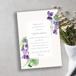 Convites Chá de fraldas Floral Violet bonito Chic Watercolo