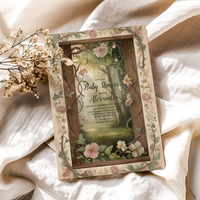 Convites Chá de fraldas Floresta de Boho Woodland (Criador carregado)