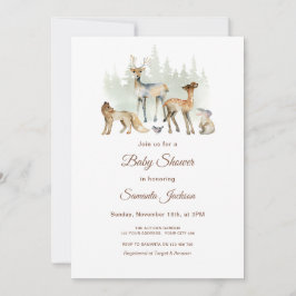 Convites Chá de fraldas Florestal de Animais