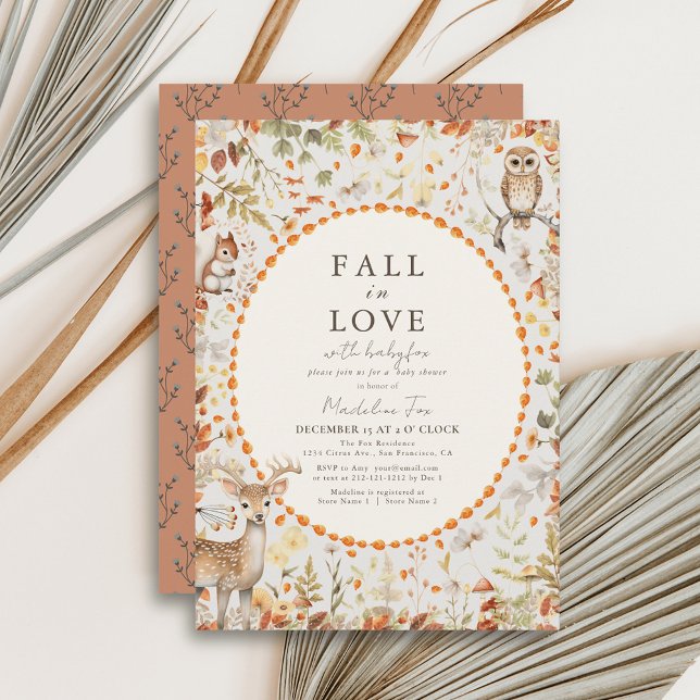 Convites Chá de fraldas Florestal De Cogumelos (Criador carregado)