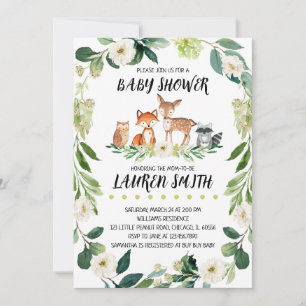 Convites Chá de fraldas florestal neutro por gêneros