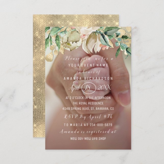 Convites Chá de fraldas Fotografias Brunch Mint Green (Frente/Verso)