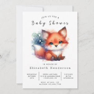 Convites Chá de fraldas Fox de Definição de Floresta Whimsy