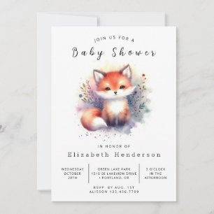 Convites Chá de fraldas Fox de Ilustração Chic Fox