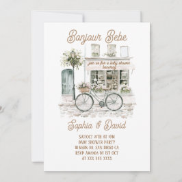 Convites Chá de fraldas Francês Bonjour Bebe Floral