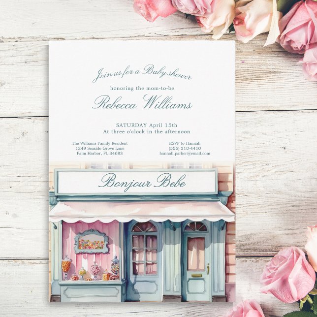 Convites Chá de fraldas francês Boutique Bonjour Bebe (Criador carregado)