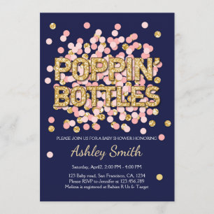 Convites Chá de fraldas Frascos Poppin Refetti Marinho Ros