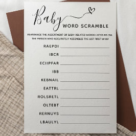 Convites Chá de fraldas Game Word Scramble com Answer Key