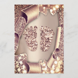 Convites Chá de fraldas, , Garota, Pés, Glamor, Rosa 3D VIP