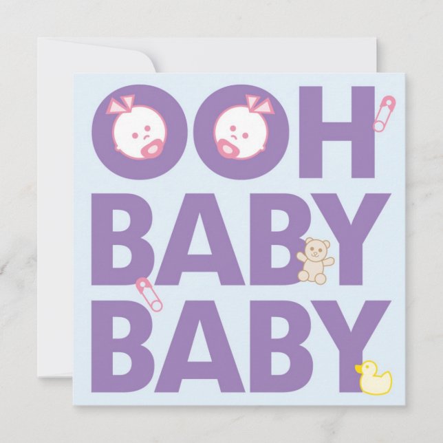 Convites Chá de fraldas gêmeo das meninas (Frente)