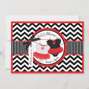 Convites Chá de fraldas gêmeo do impressão de Chevron do