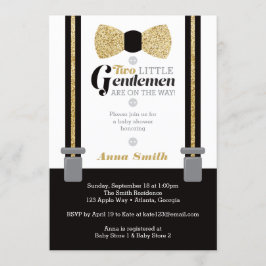 Convites Chá de fraldas Gêmeos Homens Convidam, Faux Glitte