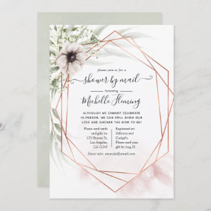 Convites Chá de fraldas Geométrico Eucalyptus por Correio