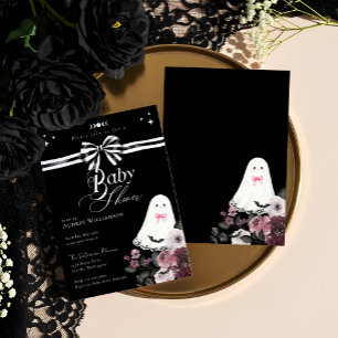 Convites Chá de fraldas Ghost Little Boo Floral Gótica