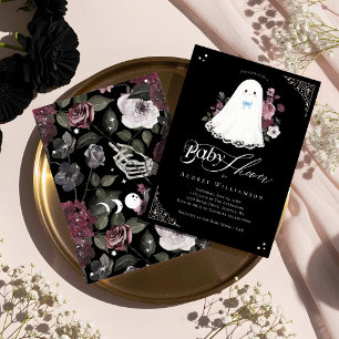Convites Chá de fraldas Ghost Little Boo Floral Gótica