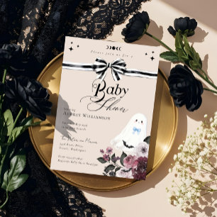 Convites Chá de fraldas Ghost Little Boo Floral Gótica