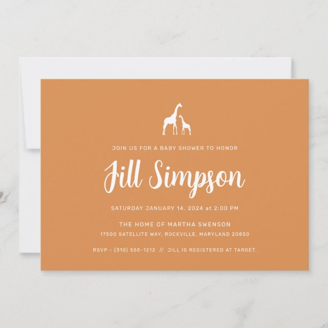 Convites Chá de fraldas Giraffe (Frente)