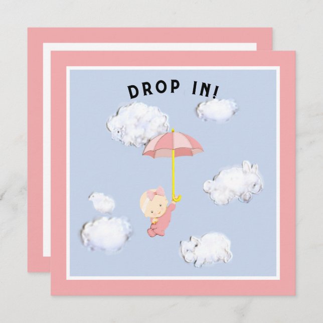 Convites Chá de fraldas Girl (Frente/Verso)