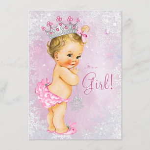 Convites Chá de fraldas Girls Winter Wonderland