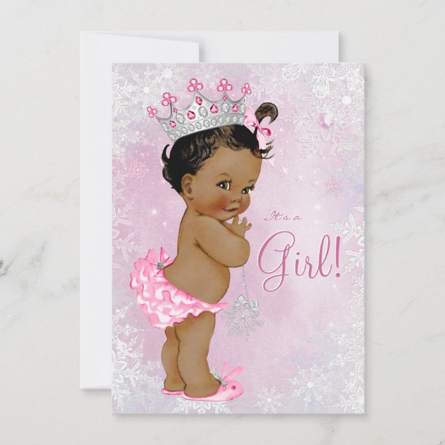 Convites Chá de fraldas Girls Winter Wonderland (Frente)