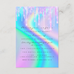 Convites Chá de fraldas Girly Feet Drives Unicorn Hológrafo