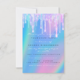 Convites Chá de fraldas Girly Feet Holograph Unicorn Pé Ros