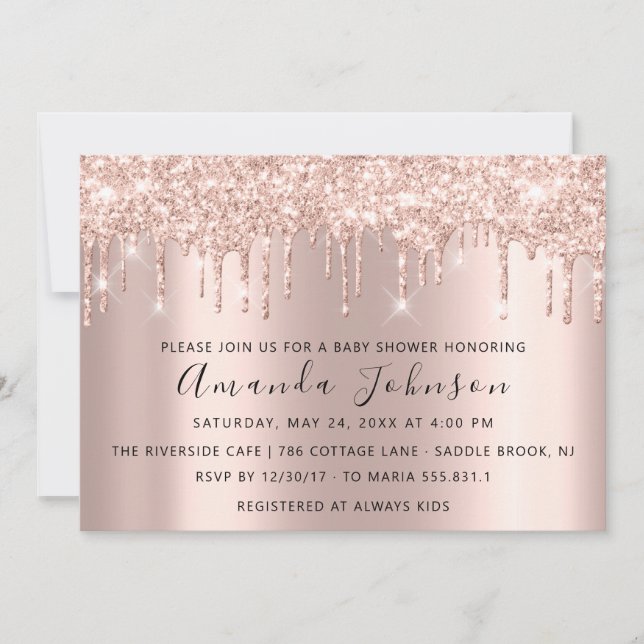 Convites Chá de fraldas Glitter Rosa Dourado Spark Boy (Frente)