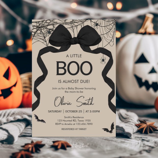 Convites Chá de fraldas Gótico de Pequeno Boo (Gothic Spooky Little Boo Coquette Baby Shower Invitation
)