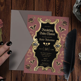 Convites Chá de fraldas Gótico Elegante Escuro Vitoriano