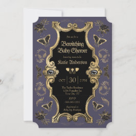 Convites Chá de fraldas Gótico Elegante Escuro Vitoriano