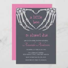 Convites Chá de fraldas Gótico Halloween Skeleton Mãos Rapa