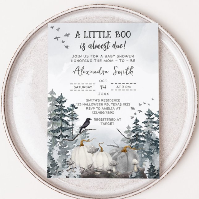 Convites Chá de fraldas Gótico Um Pequeno Boo (Gothic Forest Baby Shower Invitation)
