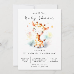 Convites Chá de fraldas Graceful Digital Giraffe