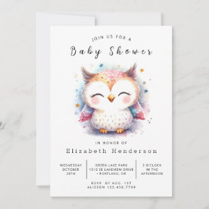 Convites Chá de fraldas Graceful Digital Owl