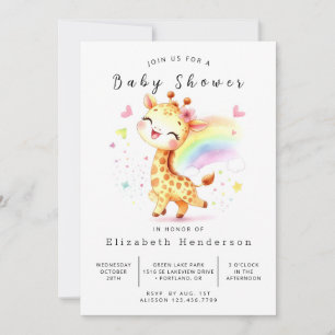 Convites Chá de fraldas Graceful Editable Giraffe