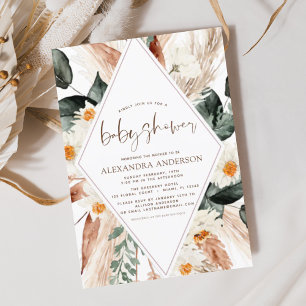 Convites Chá de fraldas Grass Boho Eucalyptus
