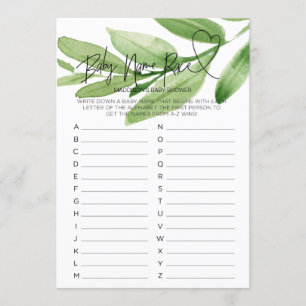 Convites Chá de fraldas Greenerase Jogo Nome do bebê Race