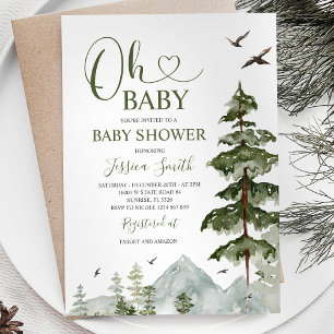 Convites Chá de fraldas Greenery da Floresta de inverno