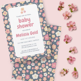 Convites CHÁ DE FRALDAS Groovy Sweet Daisy Floral CUSTOM