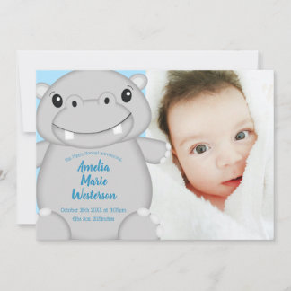 Convites Chá de fraldas Hippo Azul