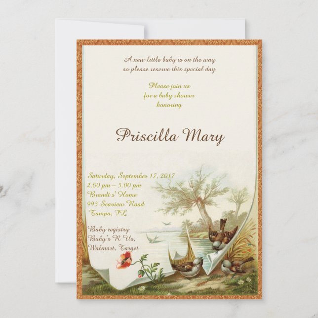 Convites Chá de fraldas honrado. (Frente)