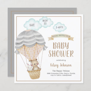 Convites Chá de fraldas I de Diversão de Animais da Florest