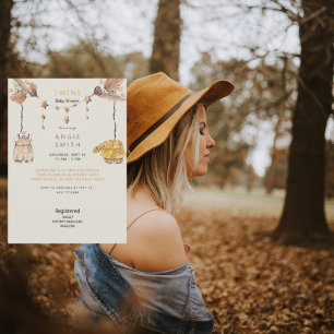 Convites Chá de fraldas II de Garotos e Raparigas Gêmeos Bo