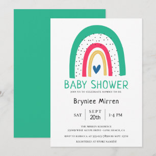 Convites Chá de fraldas Ilustrado Colorido Arco-Íris