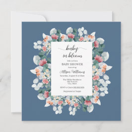 Convites Chá de fraldas impermeável azul de aquarela