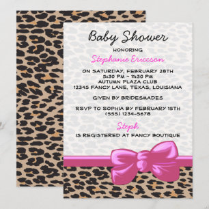 Convites Chá de fraldas - Impressão Animal, Leopardo - Pr