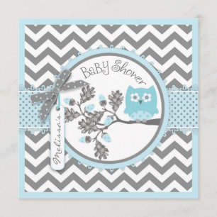Convites Chá de fraldas Impressão Baby Boy Owl Chevron