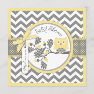 Convites Chá de fraldas Impressão Baby Boy Owl Chevron