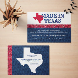 Convites Chá de fraldas Impressão do Texas Blue Denim & Red
