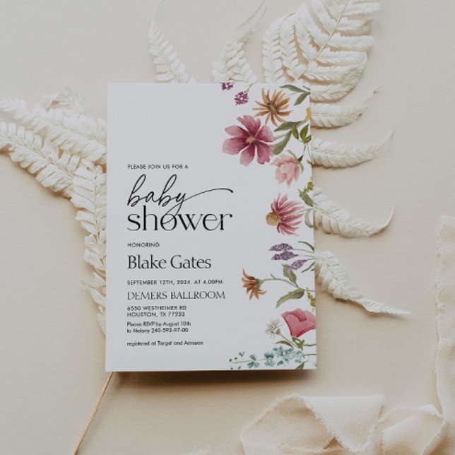 Convites Chá de fraldas Invest Watercolor Floral (Criador carregado)